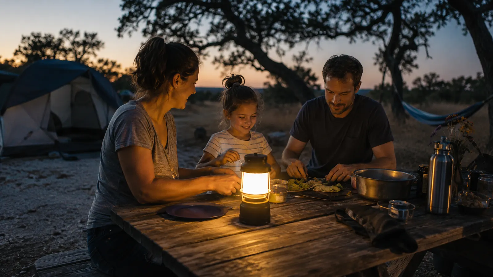 How to Light a Family Campsite With a Rechargeable Lantern
